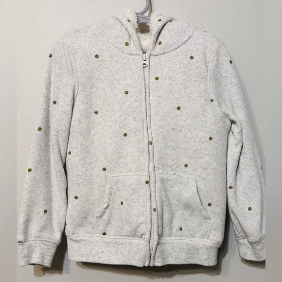 EUC OshKosh B'gosh Zip-Up Polka Dot Sherpa Lined Hoodie. - Picture 4 of 7